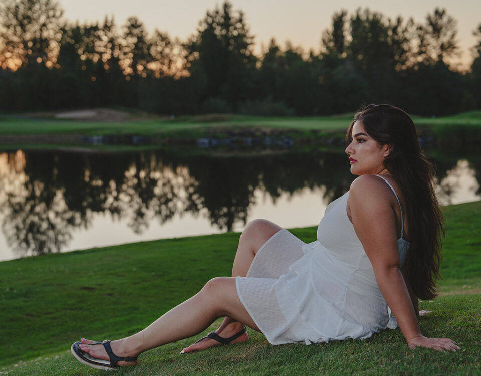 a girl laying on the shore in Seattle