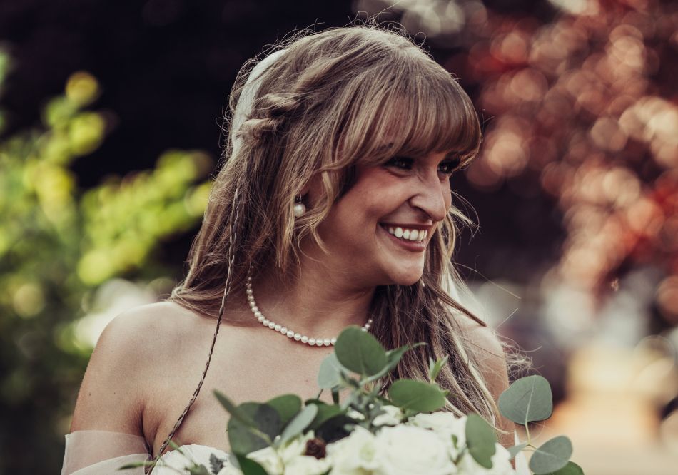 Bride portrait laughing
