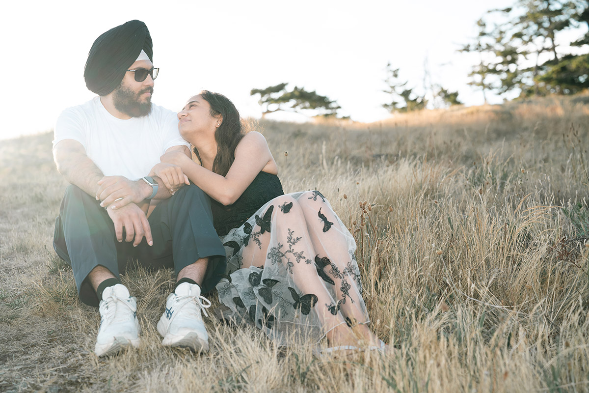 an Indian couple looking at each other