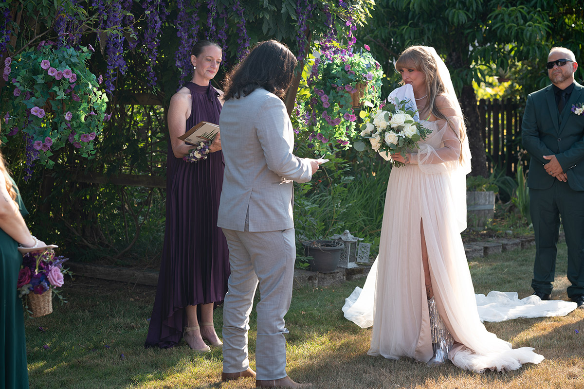 A photo of a couple on their wedding day