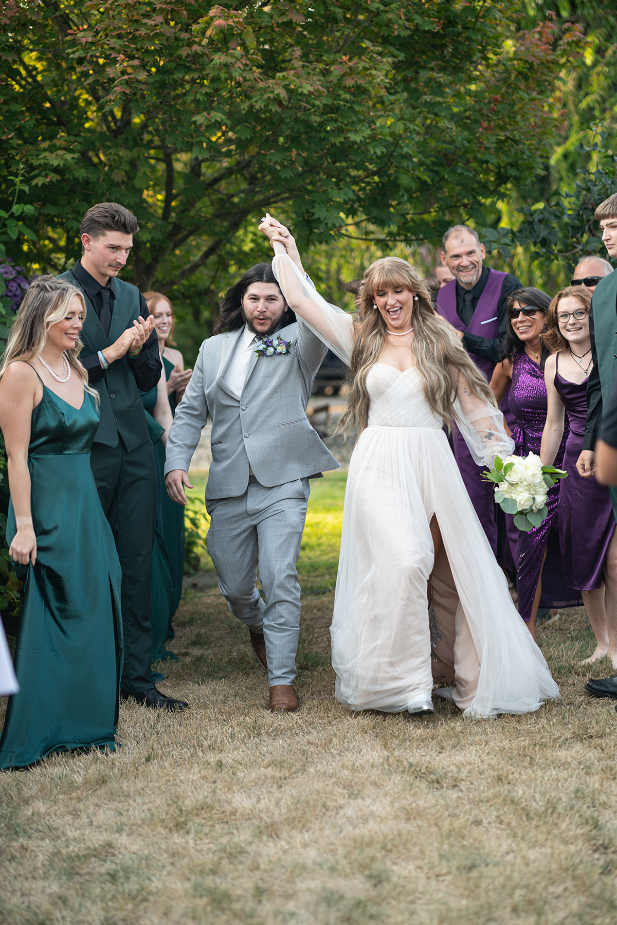 The bride is dancing on her wedding day.