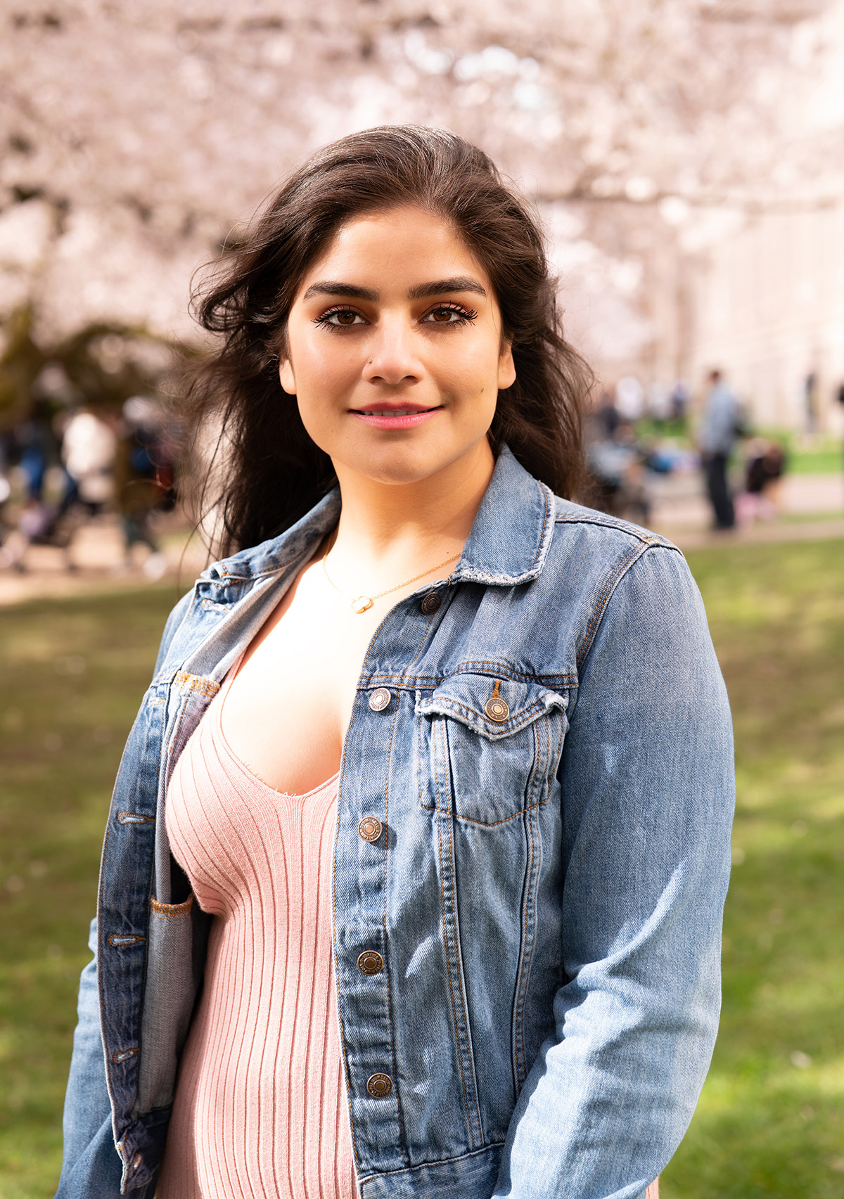 A beautiful portrait of a woman with jean outfit