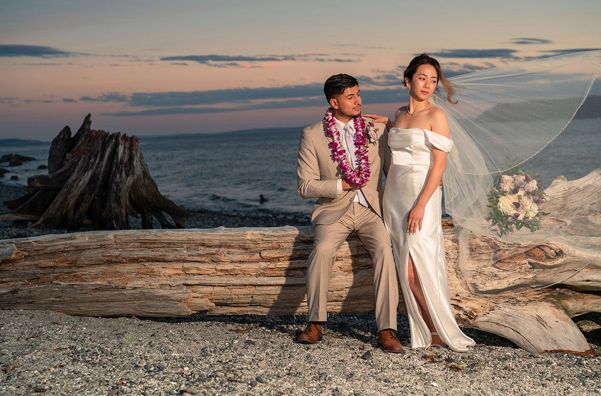 A beautiful photo of a couple near a shore.