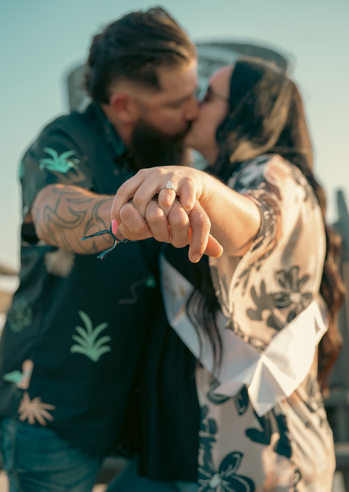 A couple kissing each other