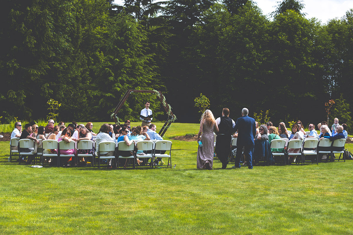 A wide picture of a couple's wedding day
