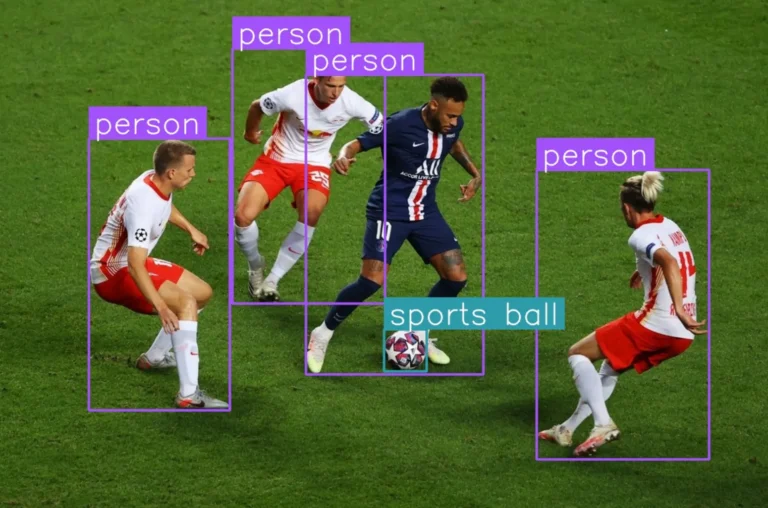 AI photography technology tracking soccer players during a match